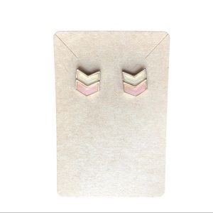 Pink and Cream Chevron Earrings